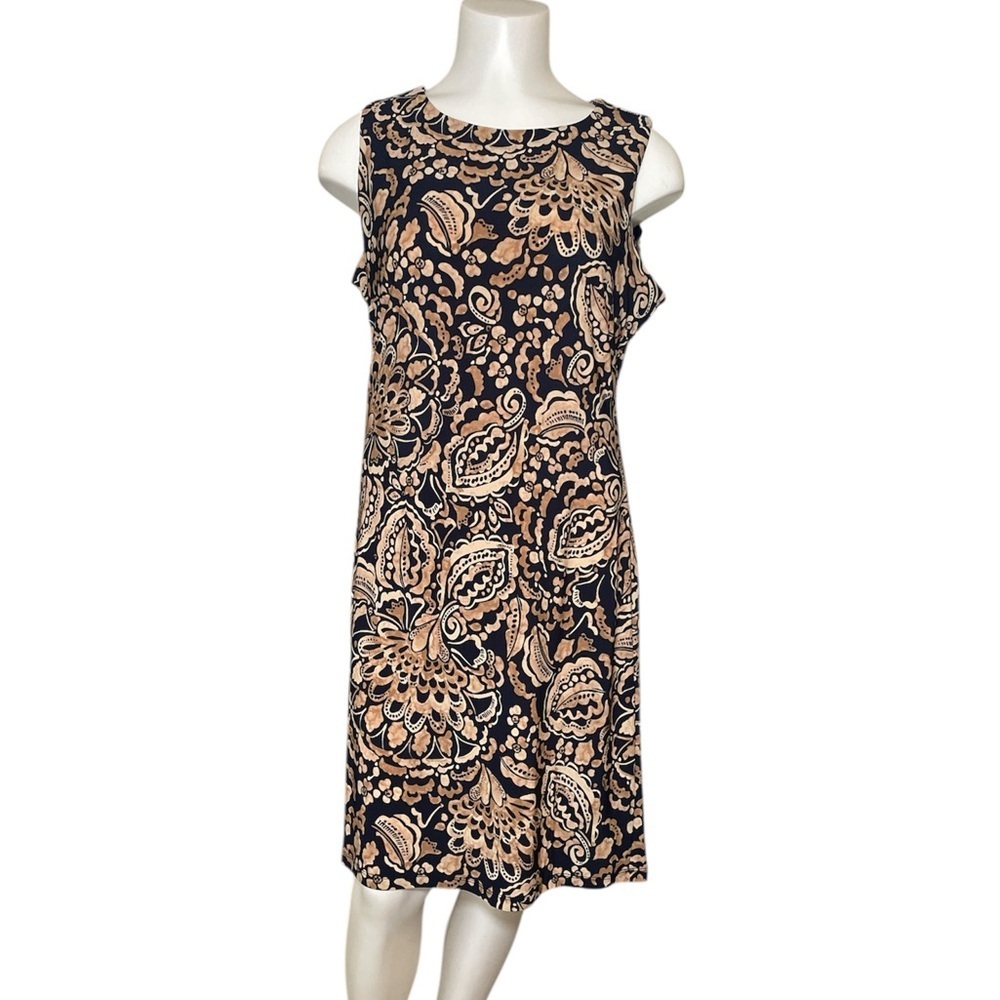 Tommy Hilfiger Navy and Tan Floral Print Dress sz 6
